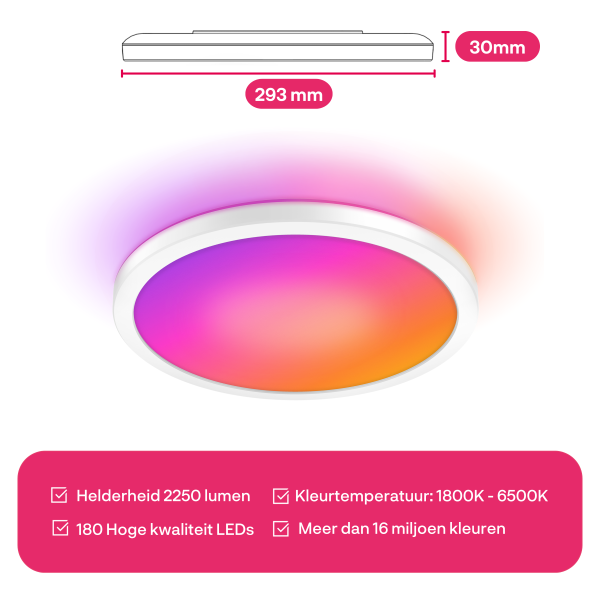 Innr Slimme plafondlamp | Rond | Ø 42 cm | RGB + 1800-6500K | Wit | Zigbee | 24W LIN00208 - 3