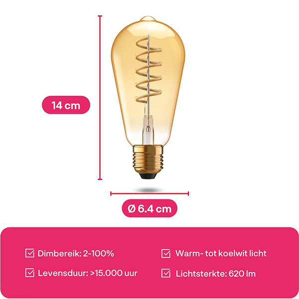 Innr Smart Filament Bulb E27 | Edison ST64 | 1800-6500K | Zigbee 3.0 | 620 lumen | 7W  LIN00157 - 2