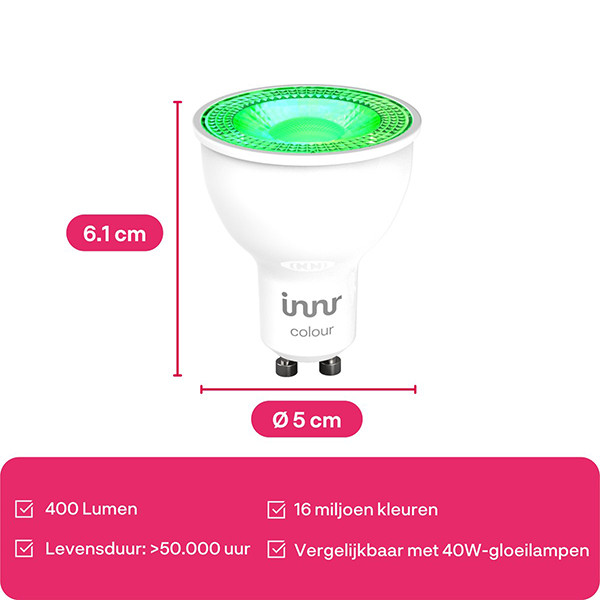 Innr Smart Spot GU10 Colour | RGB + 1800-6500K | Zigbee 3.0 | 400 lumen | 4.8W  LIN00140 - 2