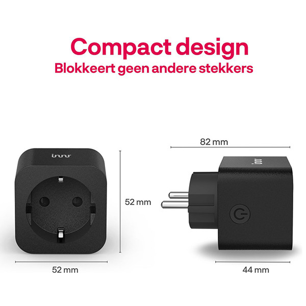 Innr Smart plug | inclusief energiemeter | Max. 3680W | Zigbee | IP54 | Zwart (NL) | 2 stuks LIN00201 - 2