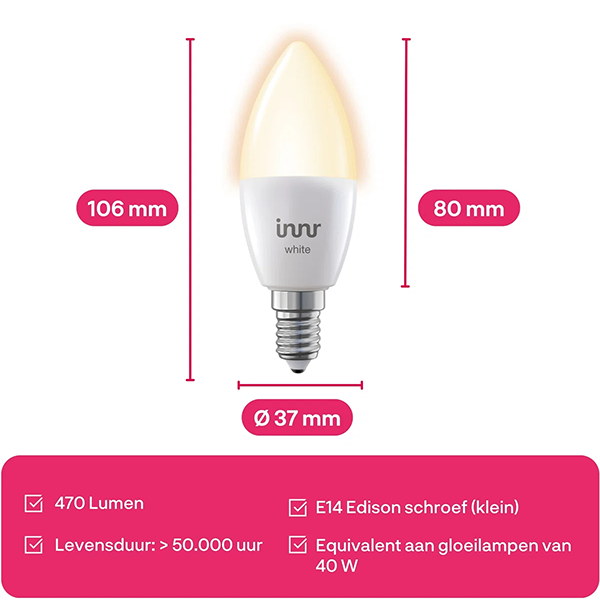 Innr Zigbee E14 kaarslamp | 2700K | 470 lumen | Werkt met Philips Hue | 4.6W  LIN00144 - 2