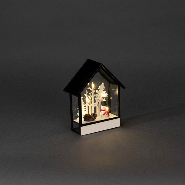 Konstsmide Glazen huis Sneeuwpop en bos motief | 2x AA | 13.5 x 6 x 16.3 cm LKO00981 - 1