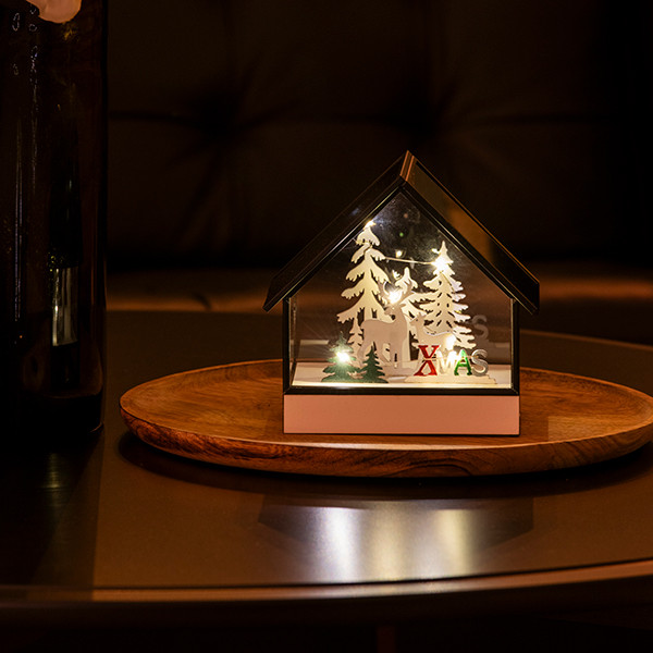 Konstsmide Glazen huis Xmas en bos motief | 2x AA | 15 x 10 x 14.7 cm LKO00980 - 2