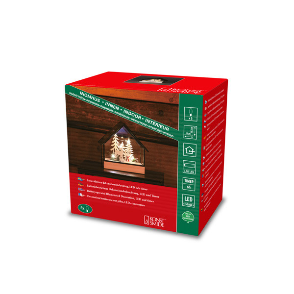 Konstsmide Glazen huis Xmas en bos motief | 2x AA | 15 x 10 x 14.7 cm LKO00980 - 3
