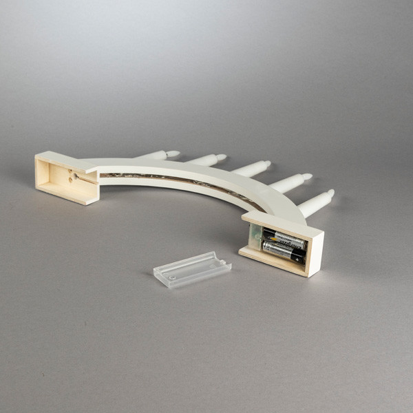 Kaarsenbrug | 26 x 39 cm | 5 lampjes | Warm wit | Hout | Mat wit | Konstsmide LKO00966 - 3