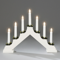 Kaarsenbrug | 38 x 30 cm | 7 lampjes | Warm wit | Hout | Wit | Konstsmide LKO00785