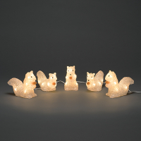 Kerst eekhoorn met verlichting | Warm wit | 40 lampjes | 5 stuks | Konstsmide LKO00796