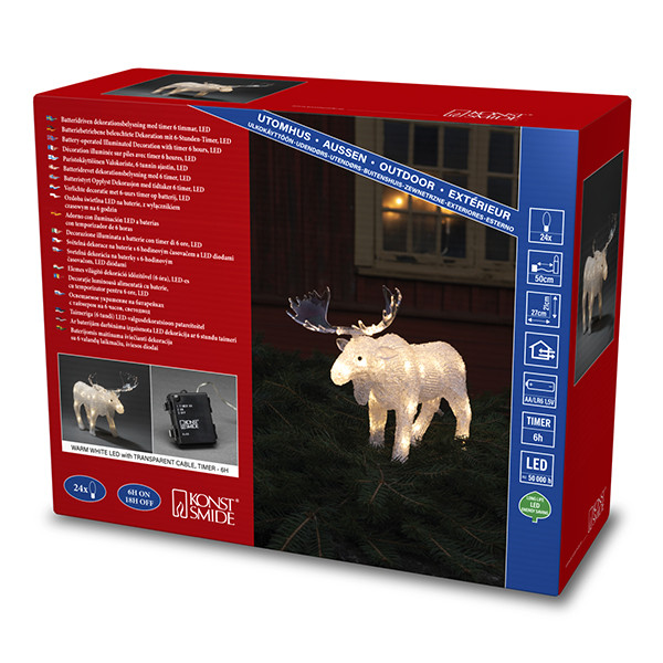 Kerst eland met verlichting op batterijen | 17 cm | Warm witte | 24 lampjes | Konstsmide LKO00835 - 3