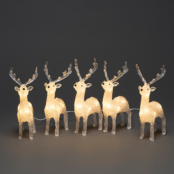 Kerst rendier met verlichting | Acryl | Warm wit | 40 lampjes | 5 stuks | Konstsmide LKO00788 - 1