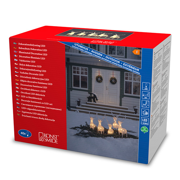 Kerst rendier met verlichting | Acryl | Warm wit | 40 lampjes | 5 stuks | Konstsmide LKO00788 - 3