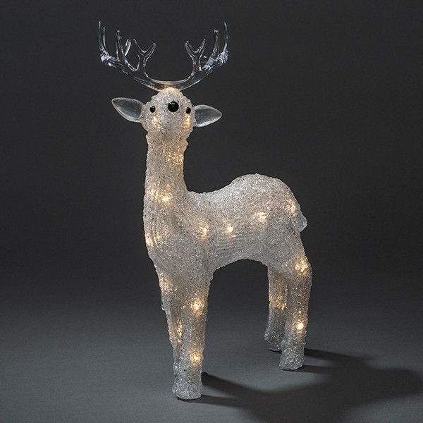 Kerst rendier met verlichting op batterijen | 14 cm | Warm witte | 24 lampjes | Konstsmide LKO00834 - 1