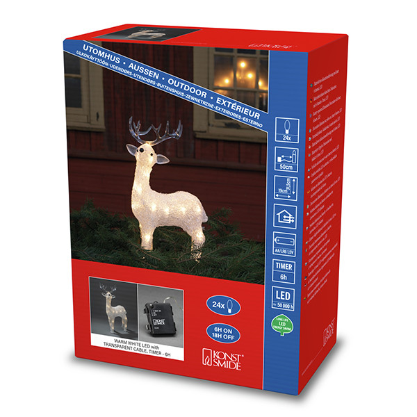 Kerst rendier met verlichting op batterijen | 14 cm | Warm witte | 24 lampjes | Konstsmide LKO00834 - 3