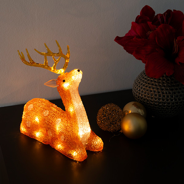 Kerst rendier op batterijen | 22 cm | Warm wit | 24 lampjes | Konstsmide LKO00829 - 2