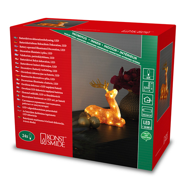 Kerst rendier op batterijen | 22 cm | Warm wit | 24 lampjes | Konstsmide LKO00829 - 3