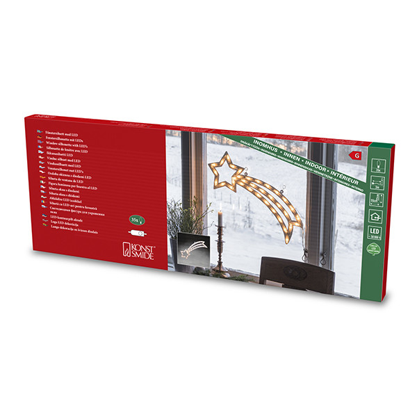 Kerstster met verlichting | 22 x 55 cm | Warm wit | 35 lampjes | Konstsmide LKO00251 - 5