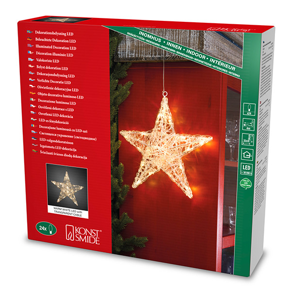 Kerstster met verlichting | 34 x 32 cm | Warm wit | 24 lampjes | Konstsmide LKO00254 - 4