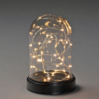 Sfeerlamp | Glazen stolp Ø 11.5 x 17.5 cm | 30 lampjes | Extra warm wit | Glas | Zilverkleurig | Konstsmide LKO00982
