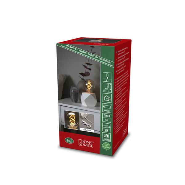 Sfeerlamp | Tafellampje spiraal filament bol | 1 lampje | Extra warm wit | Grijs | Konstsmide LKO00977 - 4