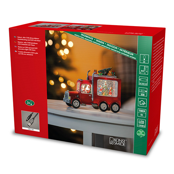 Sneeuwlantaarn | Kerstman met truck op batterijen | 21.5 cm | 2 lumen | Warm wit | Konstsmide LKO00823 - 3