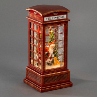 Sneeuwlantaarn | Telefooncel met kerstman en hond op batterijen | 9 cm | Warm wit | Konstsmide LKO00827