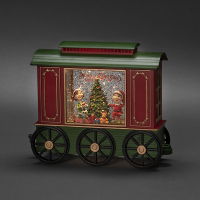 Sneeuwlantaarn | Treinwagon met kinderen en kerstboom op batterijen | Warm wit | Konstsmide LKO00821