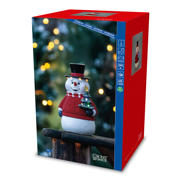Staande sneeuwpop met kerstboom op batterijen | 35 cm | Multicolor | 9 lampjes | Konstsmide LKO00833 - 3