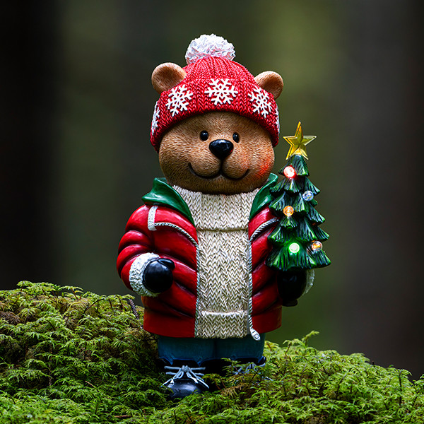 Staande teddybeer met kerstboom  op batterijen| 38 cm | Multicolor | 7 lampjes | Konstsmide LKO00832 - 2