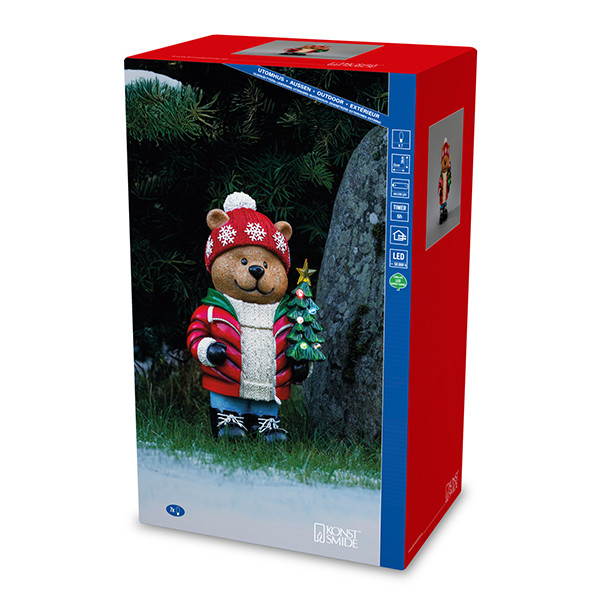 Staande teddybeer met kerstboom  op batterijen| 38 cm | Multicolor | 7 lampjes | Konstsmide LKO00832 - 3