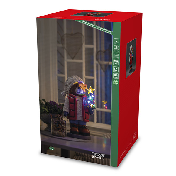 Staande teddybeer met kerstboom op batterijen | 18 cm | Multicolor | 8 lampjes | Konstsmide LKO00828 - 3