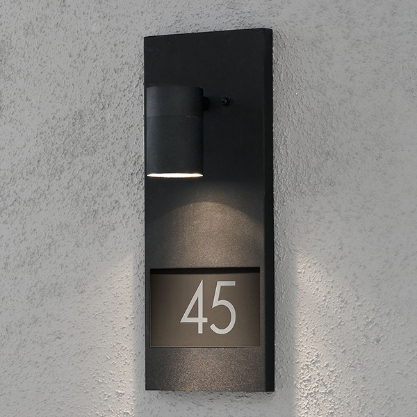 Konstsmide Wandlamp buiten met huisnummer | GU10 | Modena | IP44 | Zwart | Konstsmide  LKO00557 - 1