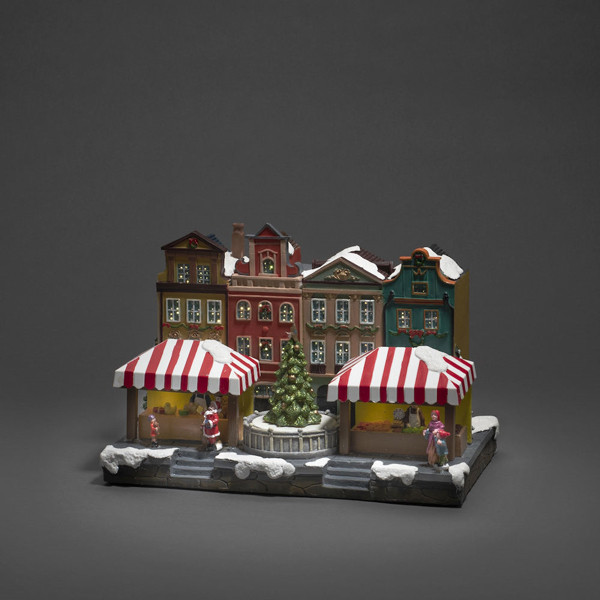Konstsmide Wintertafereel | Grachtenpanden met kerstboom | Stekker of batterijen | Konstsmide  LKO00589 - 1