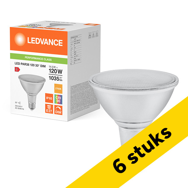 Aanbieding: 6x Osram LED lamp E27 | PAR38 | Helder | 2700K | Dimbaar | 14.5W (120W) LOS02498 - 1