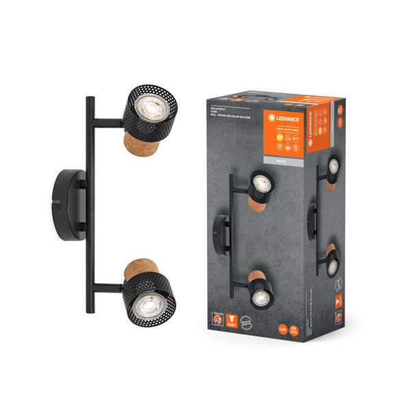 Ledvance Plafondspot | Cork | 2700K | Zwart | 2x 3.4W  LOS01047 - 1