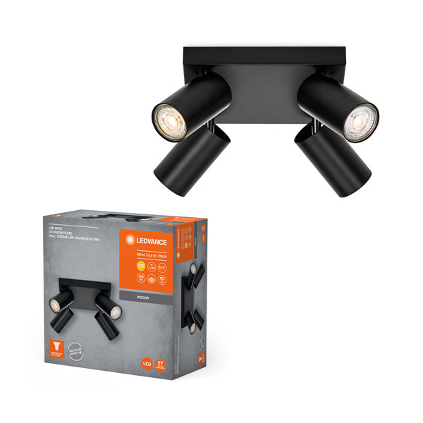 Ledvance Plafondspot | Octagon | Vierkant | 2700K | Zwart | 4x 3.4W  LOS01031 - 1