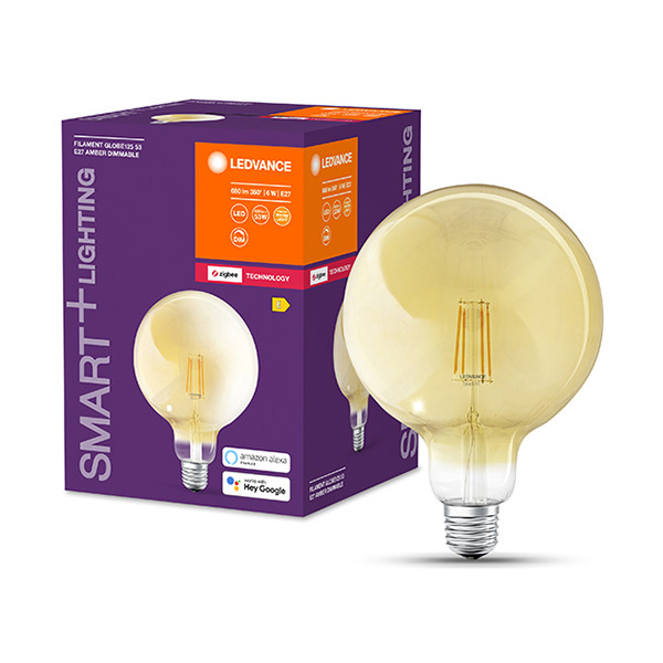 Ledvance SMART+ ZB | E27 | Globe G125 | 2400K | Goud | 680 lumen | 6W  LOS00374 - 1