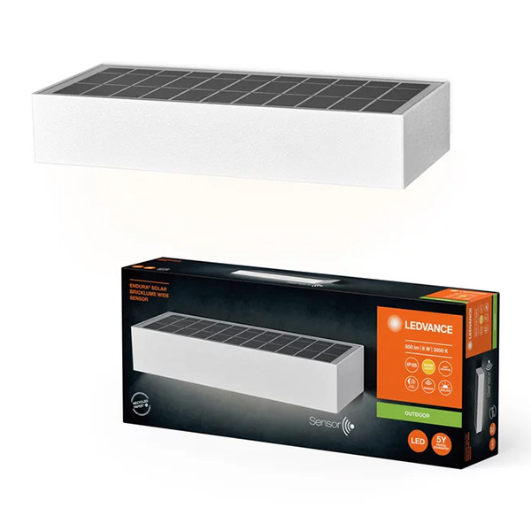 Ledvance Solar Wandlamp met beweging & schemersensor | Rechthoek | 3000K | IP65 | Wit | 6W LOS00730 - 1
