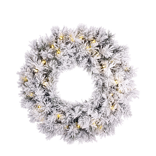 Luca Lighting Kerstkrans Ø 45 cm | Dinsmore | Besneeuwd | 20 lampjes op batterij | Black Box Trees  LBB00105 - 1
