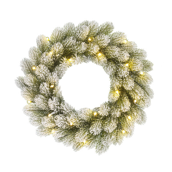 Luca Lighting Kerstkrans Ø 45 cm | Nigata | Besneeuwd | 20 lampjes op batterij | Black Box Trees  LBB00106 - 1