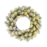 Luca Lighting Kerstkrans Ø 45 cm | Nigata | Besneeuwd | 20 lampjes op batterij | Black Box Trees  LBB00106