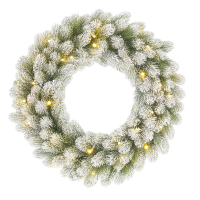 Luca Lighting Kerstkrans Ø 60 cm | Nigata | Besneeuwd | 30 lampjes op batterij | Black Box Trees  LBB00069