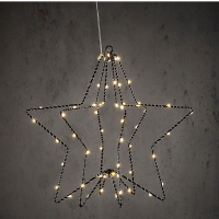 Kerstster hangend op batterijen | 30 cm | Warm wit | Zwart | 60 lampjes | Luca Lighting LBB00140