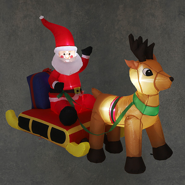 Opblaasbare kerstman op slee met rendier 85 cm | Geschikt voor buiten | Luca Lighting LBB00137 - 1