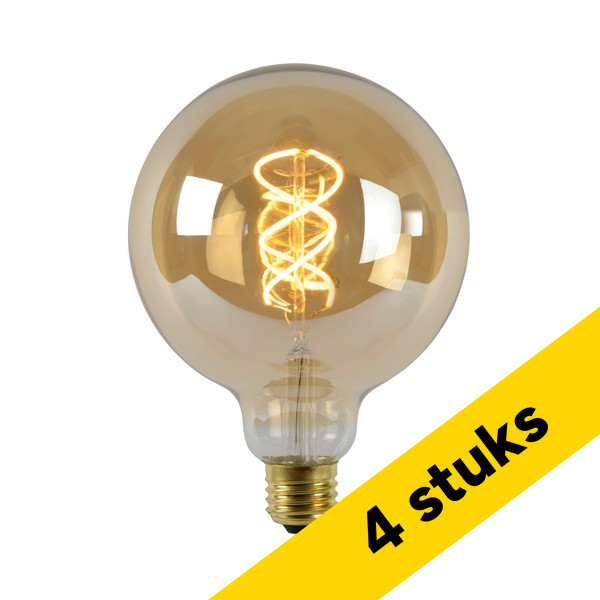 Aanbieding: 4x Lucide LED lamp E27 | Globe G125 | Filament | Goud | 2200K | Dimbaar | 4.9W (40W) LLU20128 - 1