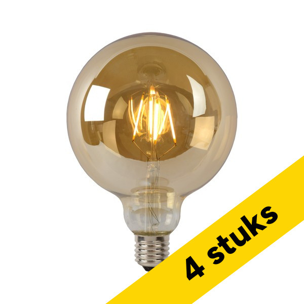 Aanbieding: 4x Lucide LED lamp E27 | Globe G125 | Filament | Goud | 2700K | Dimbaar | 8W (75W) LLU20132 - 1