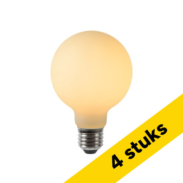 Aanbieding: 4x Lucide LED lamp E27 | Globe G80 | Mat | 2700K | Dimbaar | 4.9W (40W) LLU20152 - 1