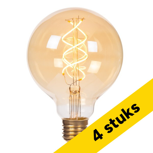 Aanbieding: 4x Lucide LED lamp E27 | Globe G95 | Filament | Goud | 2200K | 3-staps dimbaar | 4.9W (40W) LLU20158 - 1
