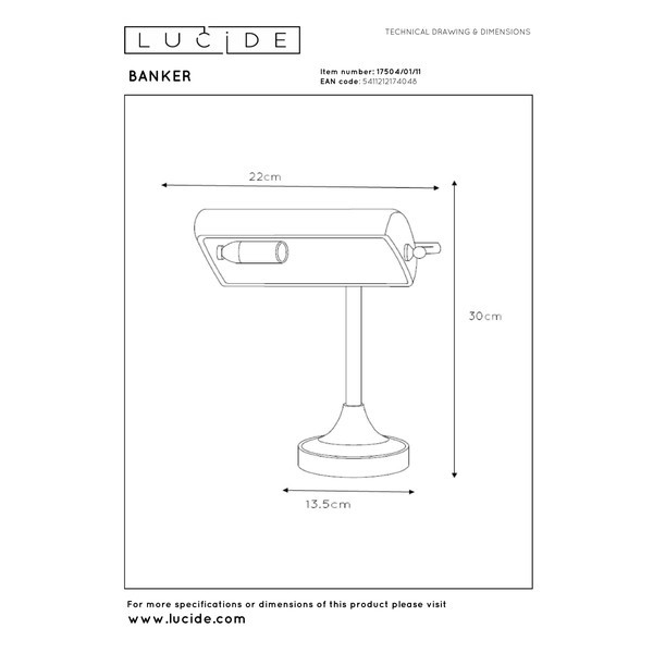 Lucide Bureaulamp E14 | Banker | Chroom LLU20038 - 6