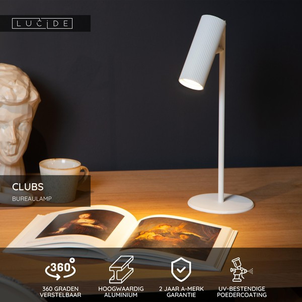 Lucide Bureaulamp GU10 | Clubs |  Wit LLU20072 - 4