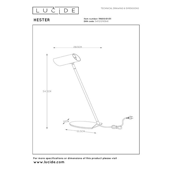 Lucide Bureaulamp GU10 | Hester | Wit LLU20186 - 5