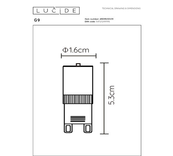 Lucide G9 LED capsule | 2700K | Dimbaar | 3.5W (35W) LLU20153 - 3